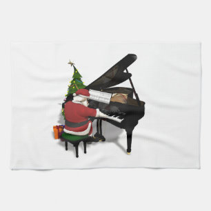 Santa Claus Playing Piano Kitchen Towel
