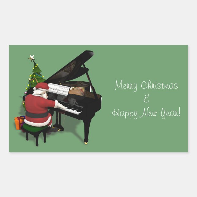 Santa Claus Playing Piano Sticker (Front)