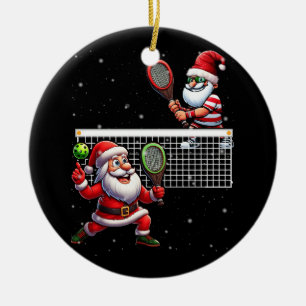 Santa Claus Playing Pickleball Lover Merry Christm Ceramic Ornament