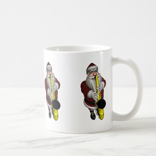 Santa Claus Playing Saxophone Coffee Mug (Right)