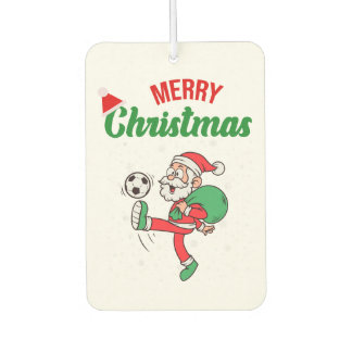 Santa Claus Playing Soccer Funny Christmas Air Freshener