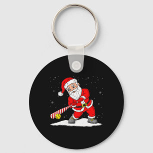 Santa Claus Playing Softll Merry Christmas Pajama Keychain