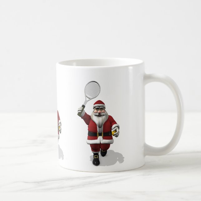 Santa Claus Playing Tennis Coffee Mug (Right)