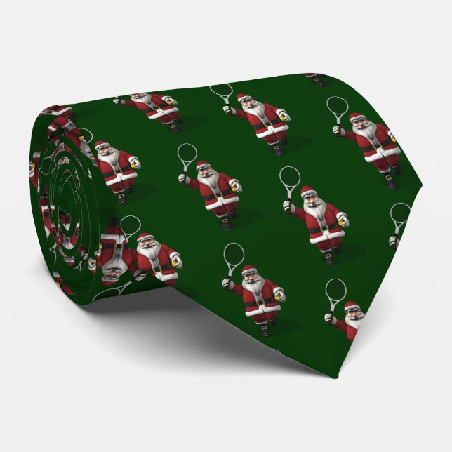 Santa Claus Playing Tennis Tie (Rolled)