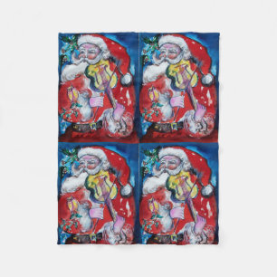 SANTA CLAUS PLAYING VIOLIN Christmas Party Fleece Blanket