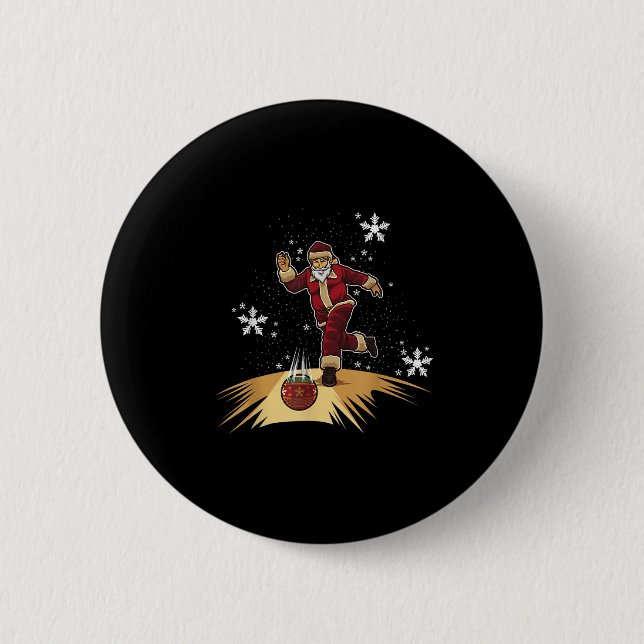 Santa Claus Plays Bowling - Xmas Gift For Your Bow 2 Inch Round Button (Front)
