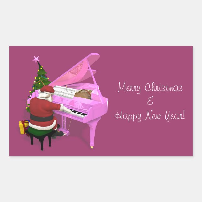 Santa Claus Plays Pink Piano Sticker (Front)