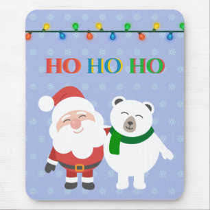 Santa Claus polar bear cute ho ho ho Christmas  Mouse Pad