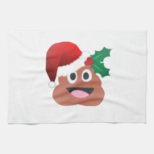 santa claus poop emoji kitchen towel