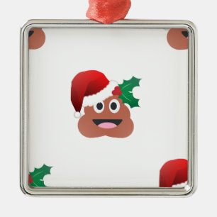 santa claus poop emoji metal ornament