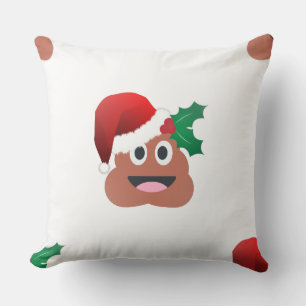 santa claus poop emoji throw pillow