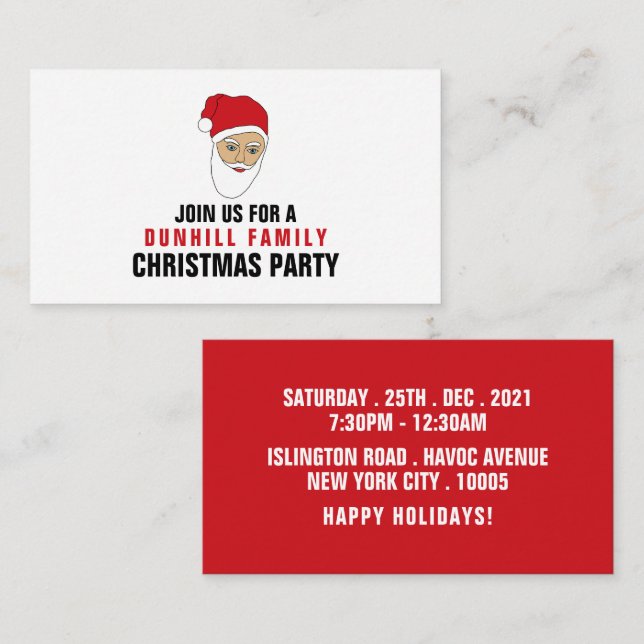 Santa Claus portrait Christmas Party Ticket Invite (Front/Back)