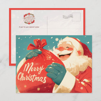 Santa Claus Preparing Christmas Gifts Postcard
