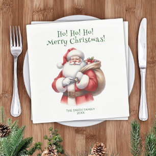 Santa Claus Presents Green Party Napkin