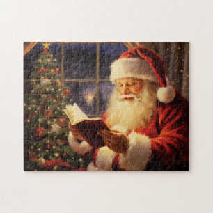 Santa Claus Reading by the Christmas Tree Jigsaw Puzzle
