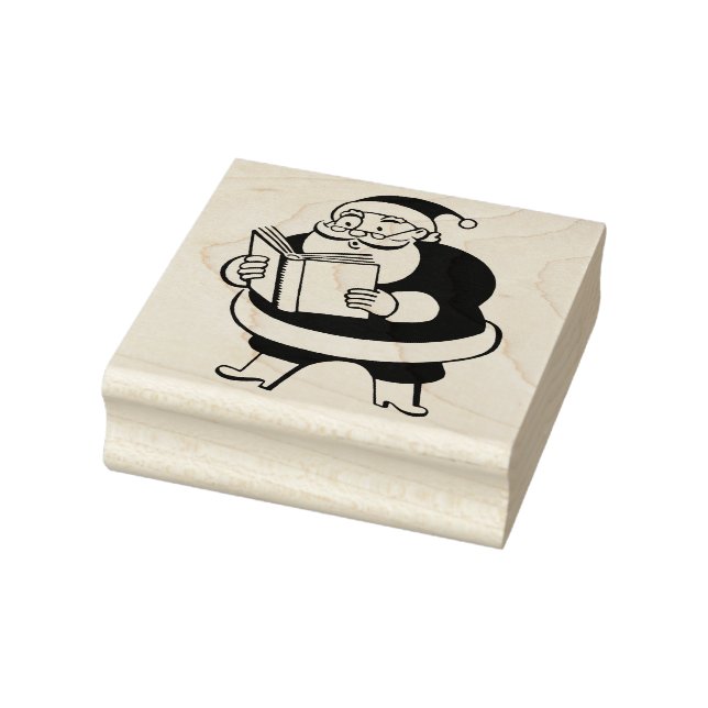 Santa Claus Reading Rubber Stamp (Stamp)