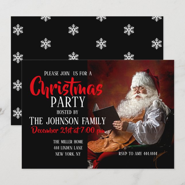 Santa Claus reads book         Invitation (Front/Back)