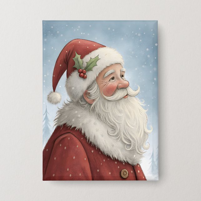 Santa Claus Rectangle Button (Front)