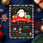 Santa Claus Red and Green Christmas Party Invitation<br><div class="desc">Personalize this festive red and green Santa Claus Christmas Party invitation with your party details easily and quickly,  simply press the customize it button to further re-arrange and format the style and placement of the text.  (c) The Happy Cat Studio</div>