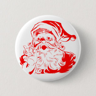 Santa Claus Red and White Christmas 2 Inch Round Button