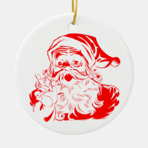 Santa Claus Red and White Christmas Ceramic Ornament