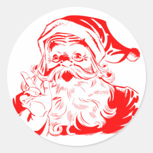 Santa Claus Red and White Christmas Classic Round Sticker