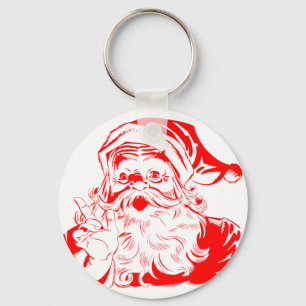 Santa Claus Red and White Christmas Keychain