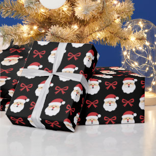 Santa Claus & Red Bow Festive Unique Wrapping Paper
