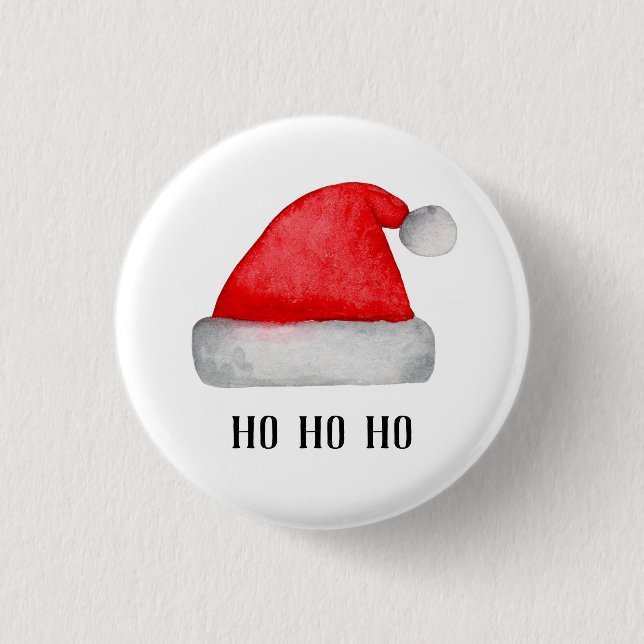 Santa Claus. Red hat. Christmas holiday. Ho ho ho 1 Inch Round Button (Front)