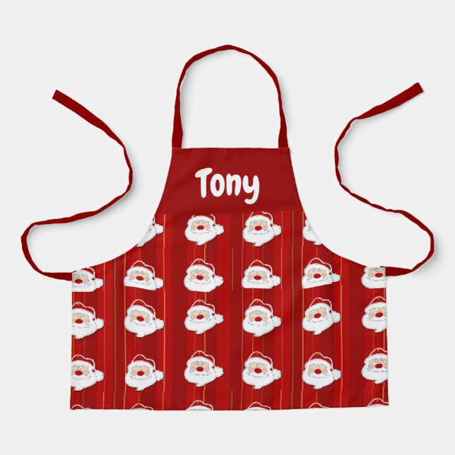 Santa Claus red pattern Apron (Front)