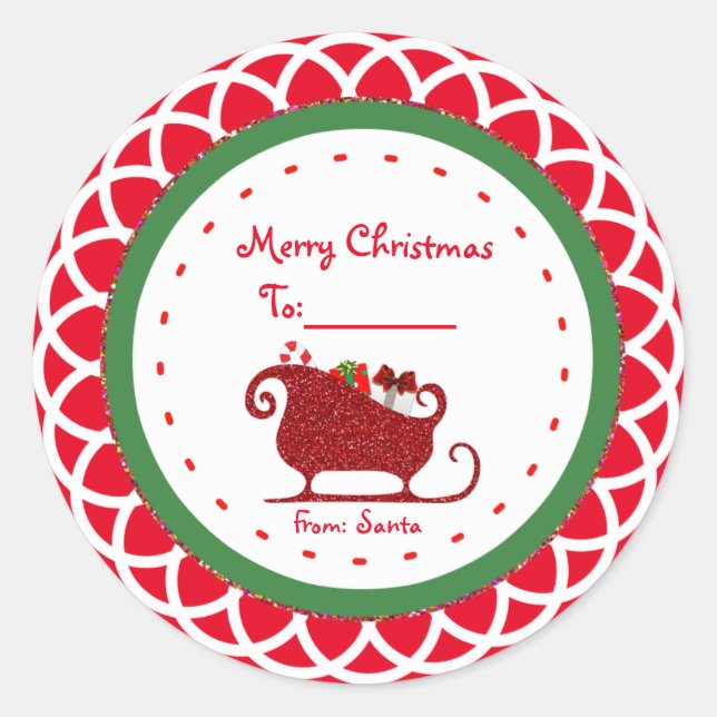 Santa Claus Red Sleigh Christmas Holiday Sticker (Front)