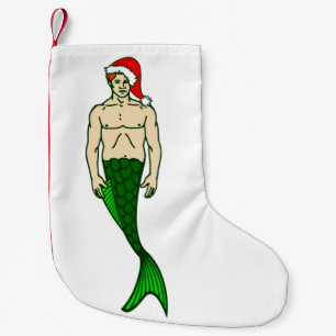 santa claus redhead merman christmas mermaid small christmas stocking