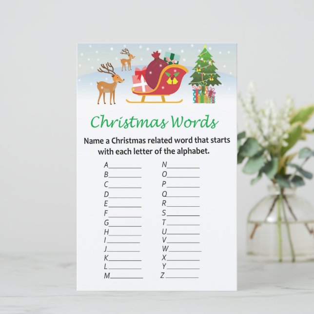Santa claus reindeer christmas alphabet words game (Standing Front)
