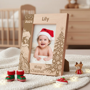 Santa Claus Reindeer Christmas Etched Frames