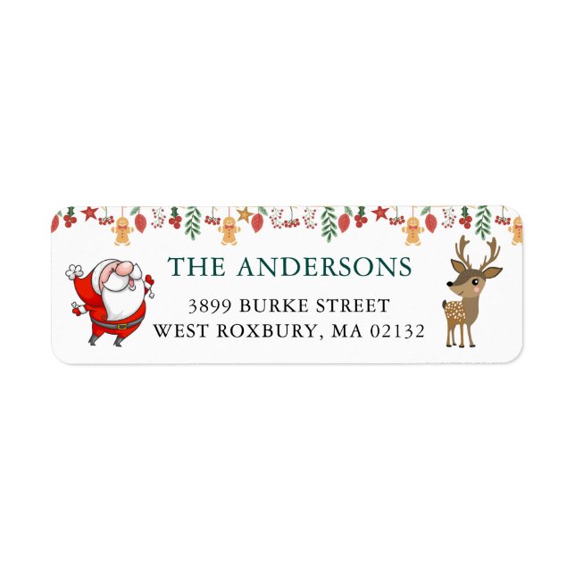 Santa Claus Reindeer Holiday Return Address (Front)