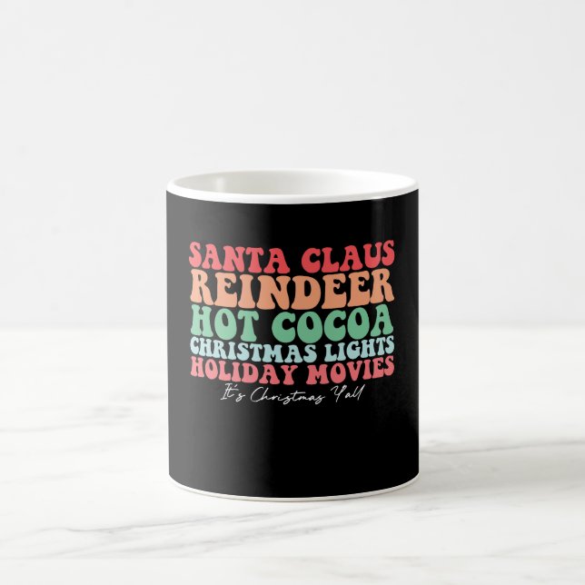 Santa Claus Reindeer Hot Cocoa Christmas Lights Ho Coffee Mug (Center)