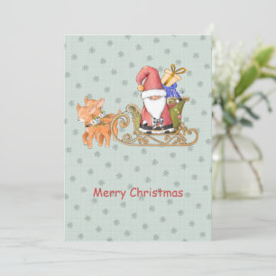 Santa Claus Reindeer Sleigh Custom Christmas Card