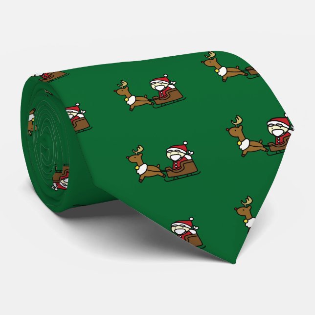 santa claus & reindeer tie (Rolled)