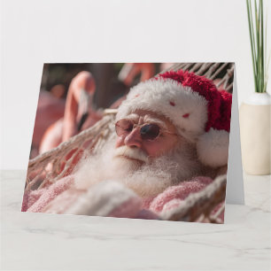 Santa Claus Relaxing in Hammock Wearing Sunglasses Card