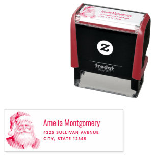 Santa Claus Retro Christmas Address Self-inking Stamp