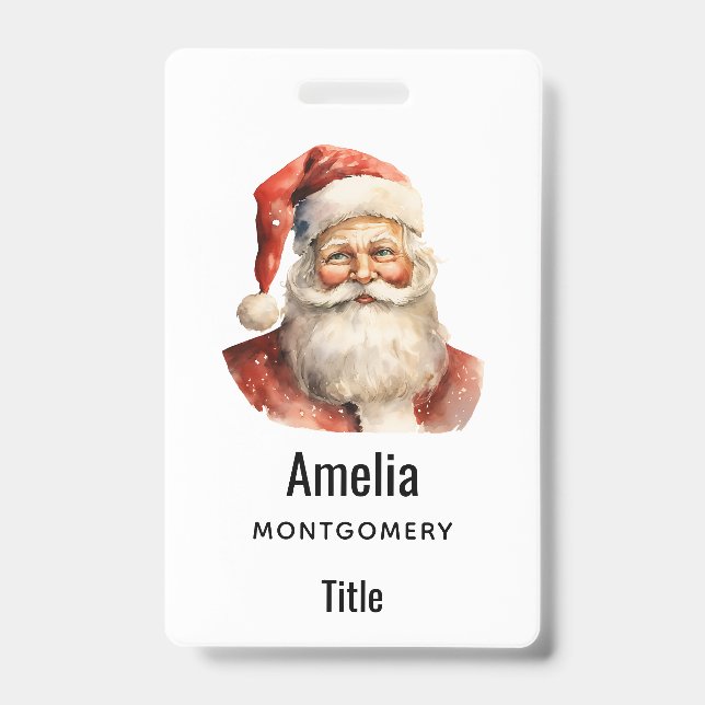 Santa Claus Retro Christmas Badge (Front)