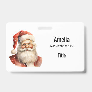 Santa Claus Retro Christmas Badge