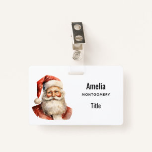 Santa Claus Retro Christmas Badge