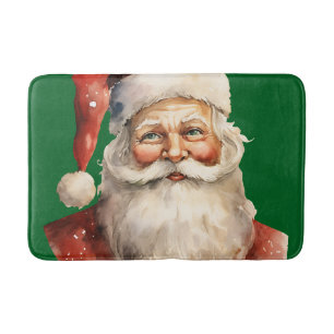 Santa Claus Retro Christmas Bath Mat
