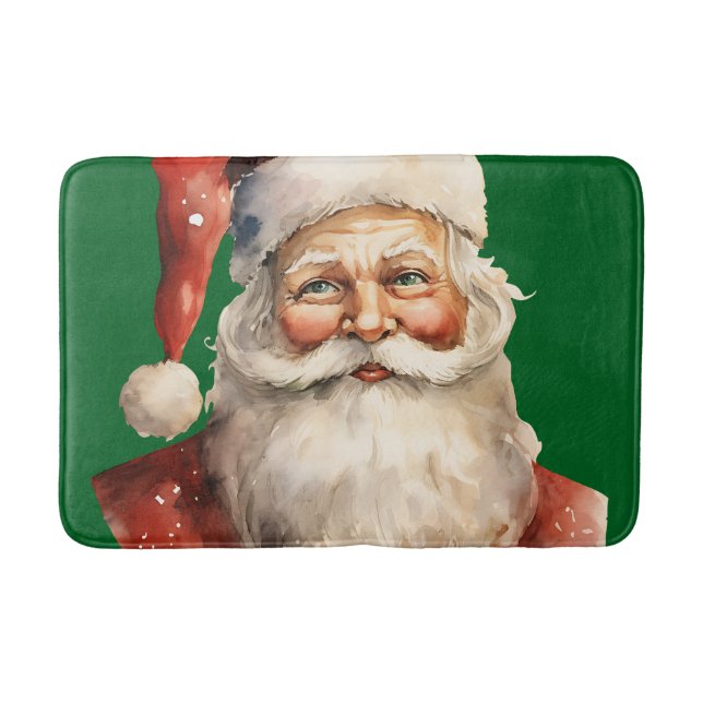 Santa Claus Retro Christmas Bath Mat (Front)