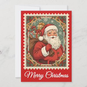 Santa Claus   Retro Postage Stamp Christmas Card