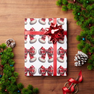 Santa Claus Ribbon Bow Christmas Gift Wrapping Paper
