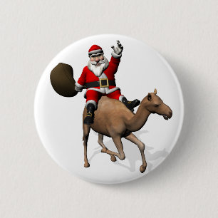 Santa Claus Riding A Camel 2 Inch Round Button