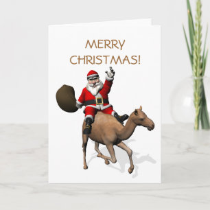 Santa Claus Riding A Camel Holiday Card