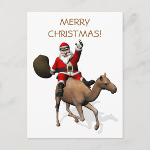 Santa Claus Riding A Camel Holiday Postcard